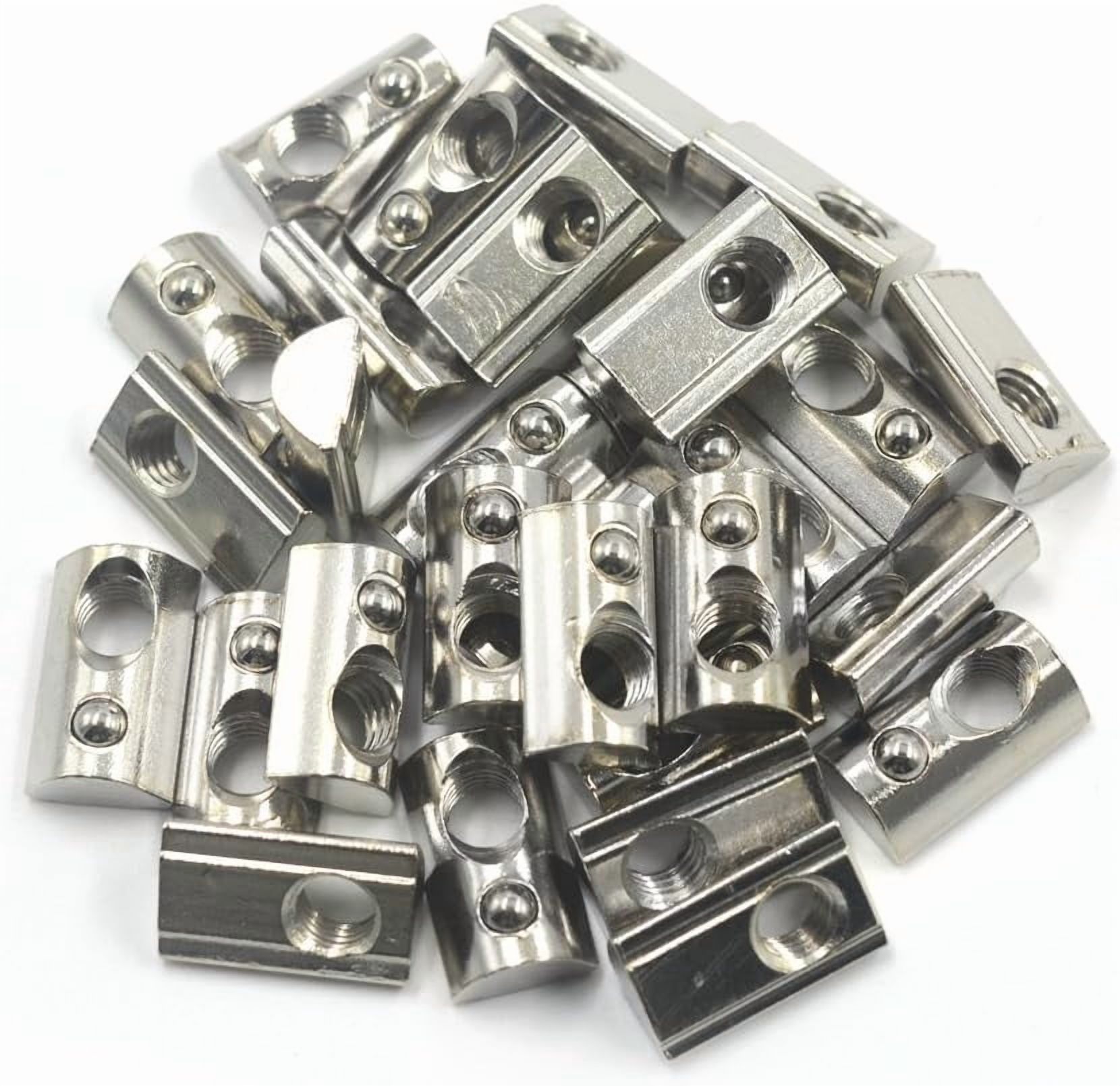 100PCS Roll-in Spring M8 T-Nuts Carbon Steel Profile T-Slot Nuts Ball Nut 8 fit for European Standard 4040 and 4080 Series Aluminum Profiles 8 mm Grooves