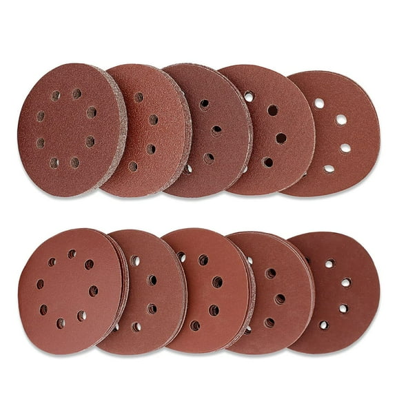 100PCS Sanding Sheets,125mm Sanding Discs Pads Hook and Loop 10Pcs Each 40 60 80 100 120 180 240 320 400 800 Grits Sandpaper Sheet for Orbit Orbital Sander and All Oscillating Tools