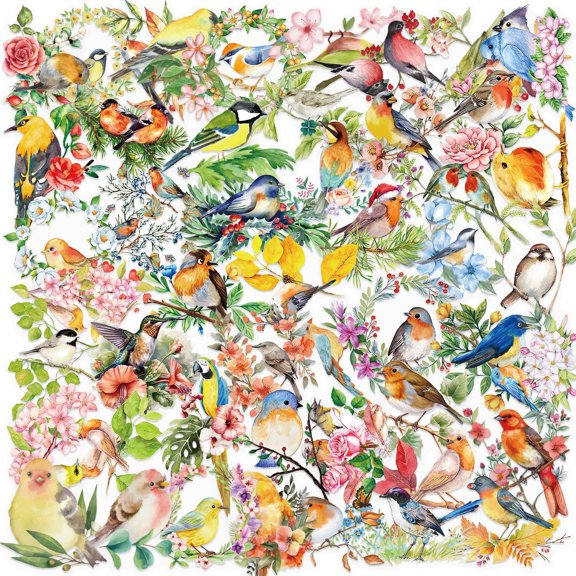 100PCS Scrapbook Stickers for Adults, Birds Stickers for Scrapbooking, Personalized Custom Bulk Waterproof Stickers for Laptop Water Bottle Book Planner