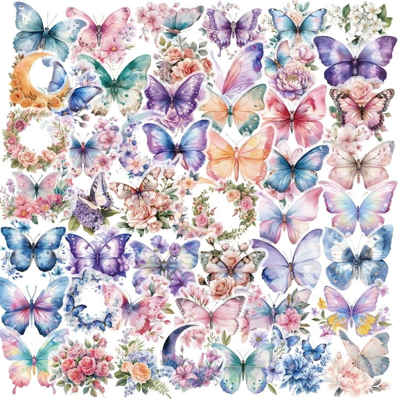 100PCS Scrapbook Stickers for Adults, Butterfly Stickers for Scrapbooking, Personalized Custom Bulk Waterproof Stickers for Laptop Water Bottle Book Planner