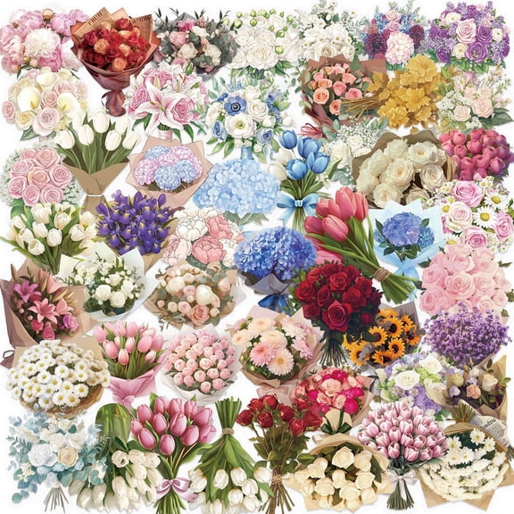 100PCS Scrapbook Stickers for Adults, Flower Stickers for Scrapbooking, Personalized Custom Bulk Waterproof Stickers for Laptop Water Bottle Book Planner