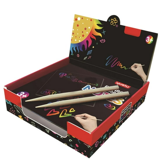 100PCS Scratch Draw Paper Set Rainbow Scratch Off Paper Set For Kids Arts Scraping Painting Toy DIY Graffiti Book