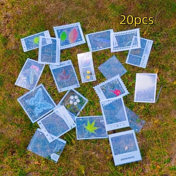 100PCS Self-adhesive Craft Stickers Featuring Glossy Geometric Designs of Leaves and Flowers. These Reusable PET Plastic Stickers Are Perfect for Scrapbooking,