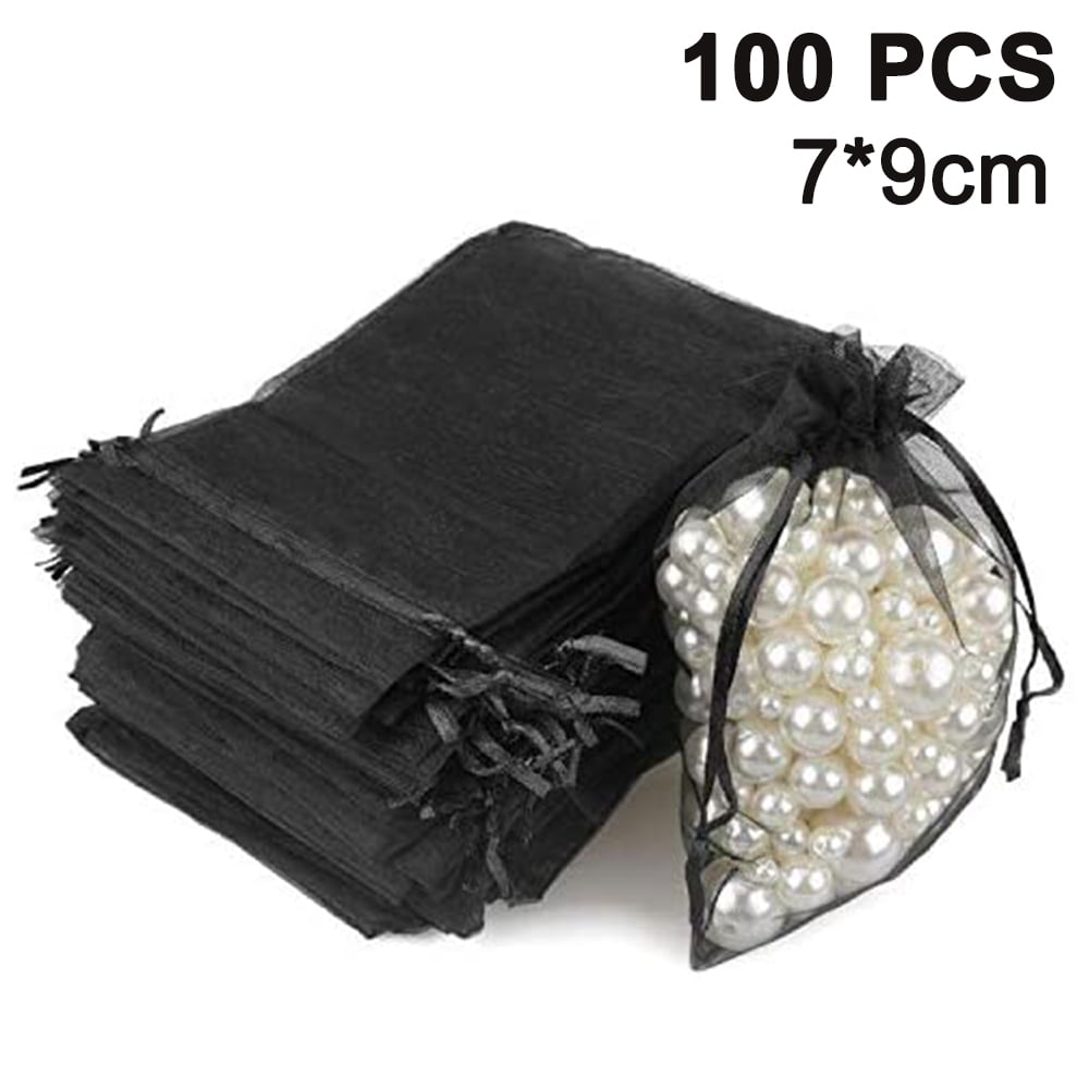 MERRYHAPY 100pcs Jewelry Sack Pouches Black Organza Bags Drawstring Mesh  Bags Star Organza Favor Pouches Small Drawstring Bags Bags Small Jewelry  Bags