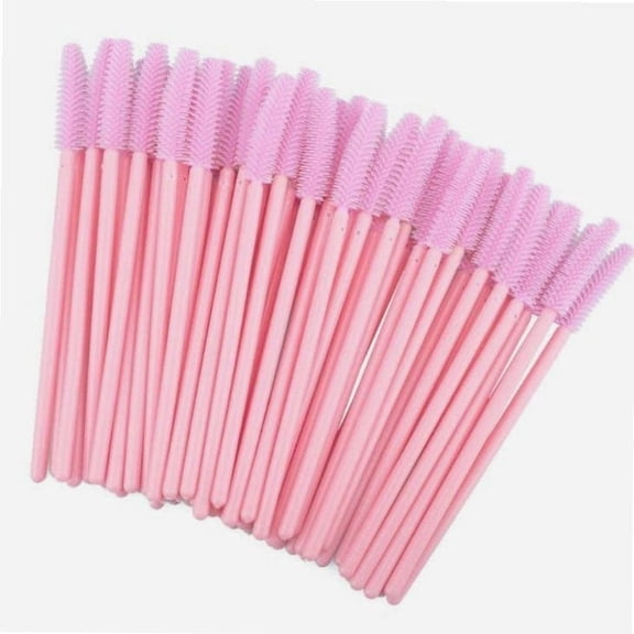 100PCS Silicone Disposable Mascara Wand, Tower-shape Silicone Spoolie Pink, Soft Lash Spoolies Brush for Eyelash Extensions, Lift and Brow (Pink)