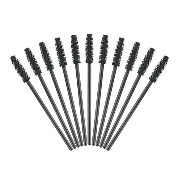 100PCS Silicone Mascara Wands Disposable Eyelash Eyebrow Spoolie Brush for Makeup Eyelash Extensions (Black)