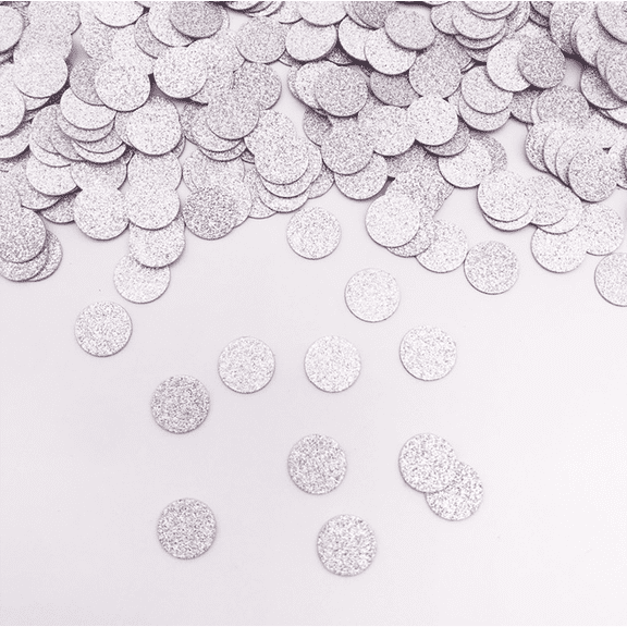 100PCS Silver Glitter Round Confetti, Circle Dot Table Scatter, Party Decoration