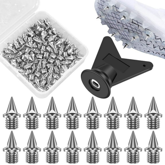 100PCS Silver Track Spikes, Steel Wear Resistant Shoe Spikes Replacement Shoe Spike, Non-slip Lightweight Sport Shoes Spikes with Spike Wrench, for Running Hiking High Jumping Cross Country