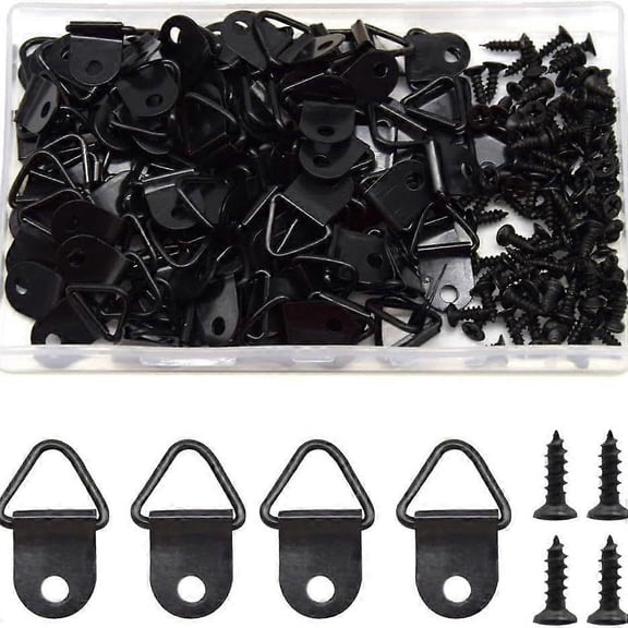 100PCS Single Hole Hangers Convenient Triangle D Rings with Screws Easy to Install and Remove Picture Hangings Hook