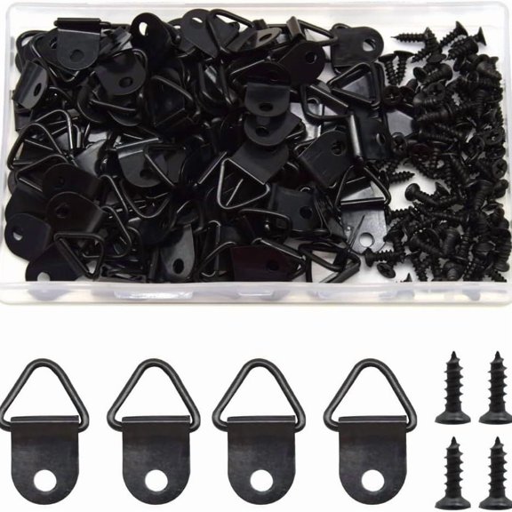 100PCS Single Hole Hangers Convenient Triangles D Rings with Screws Easy to Install and Remove Picture Hangings Hook