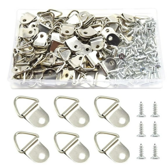 100PCS Single Hole Hangers Convenient Triangles D Rings with Screws Easy to Install and Remove Picture Hangings Hook
