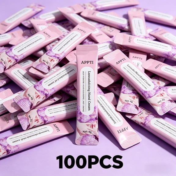 100PCS Single Pack Lavender Extract Hand Moisturizer, 4g Individually Wrapped Hand Cream Bulk, Natural Nourishing Hand Lotion for Dry Hands, Mini Travel Hand Cream Gift for Daily Office Outdoor Use