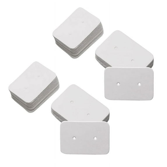 100PCS Small Blank Kraft Paper Ear Studs Earring Display Cards Label Tag Jewelry Cards Holder, 3.5 x 2.5cm (White)