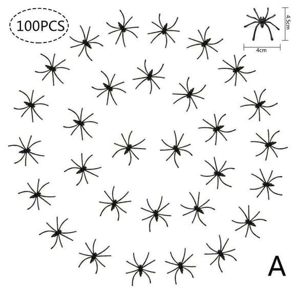 100PCS Small Plastic Spiders - FAKE SPIDER PARTY FAVOR S8B6 DECORATION New F0 9CZ1
