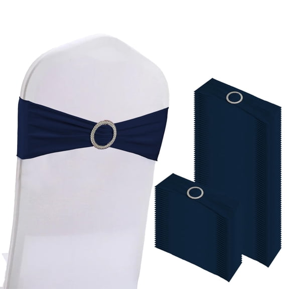100PCS Spandex Stretch Chair Sashes Bows Elastic Chair Cover Bands Ties with Buckle Slider