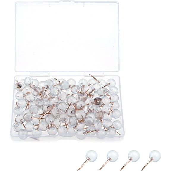 100PCS Spherical Clear Push Pins, Plastic Thumb Tacks for Wall Hanging Bulletin Board Calendar Photo