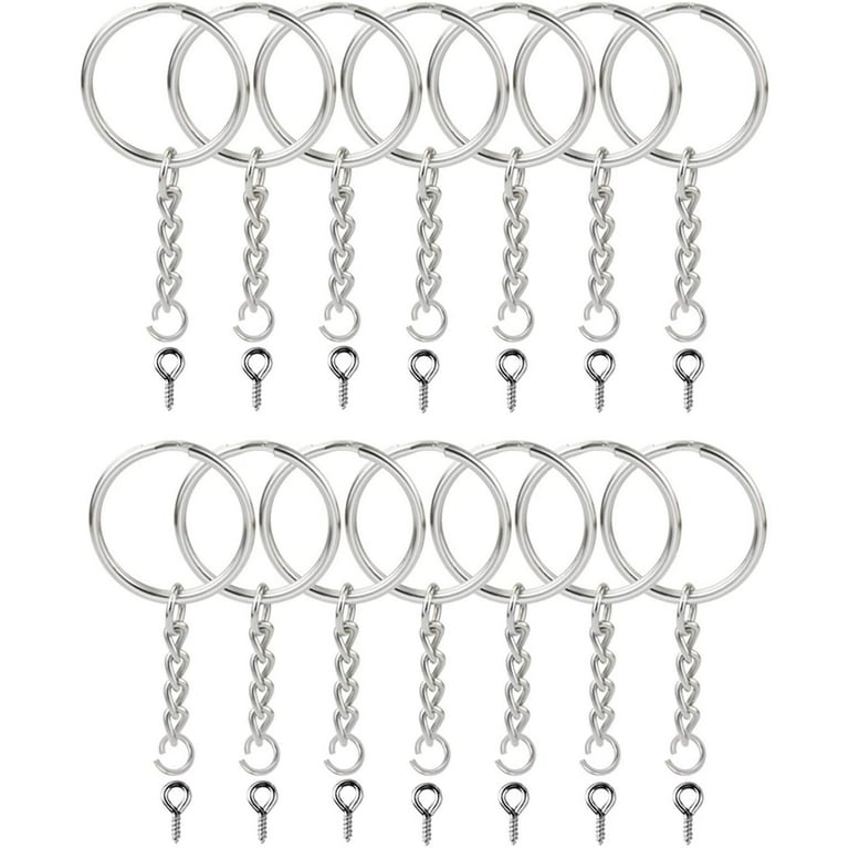 100pcs Metal Keyrings With Chain and Jump Rings in Bulk, Bulk Keychains ,  Supplies, Key Chain Making, Split Keyring 