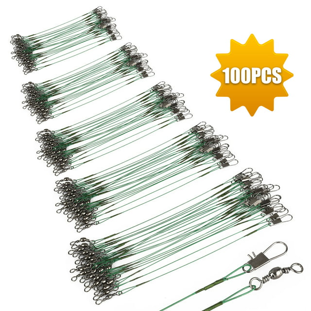 100PCS Stainless Steel Fishing Line Leaders, TSV Tooth Proof Heavy Duty ...