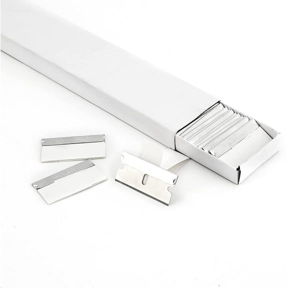 100PCS Stainless Steel Single Edge Razor Blades, Individually Wrapped Blades for Razor Blade Scraper, Removing Labels, Stickers, Decals, Gasket, Cleaning Glass Stove Top, Window