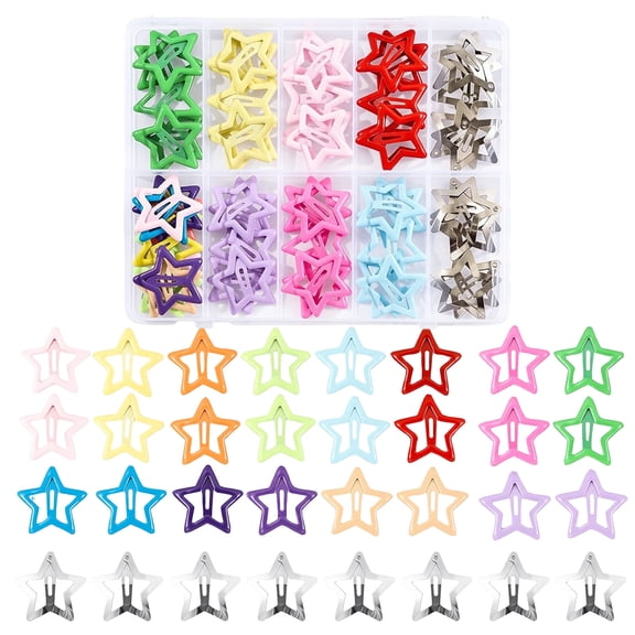 100PCS Star Hair Clips Set Hollow Snap Hair Barrettes for Women and Girls Plastic Hair Accessories with Storage Box