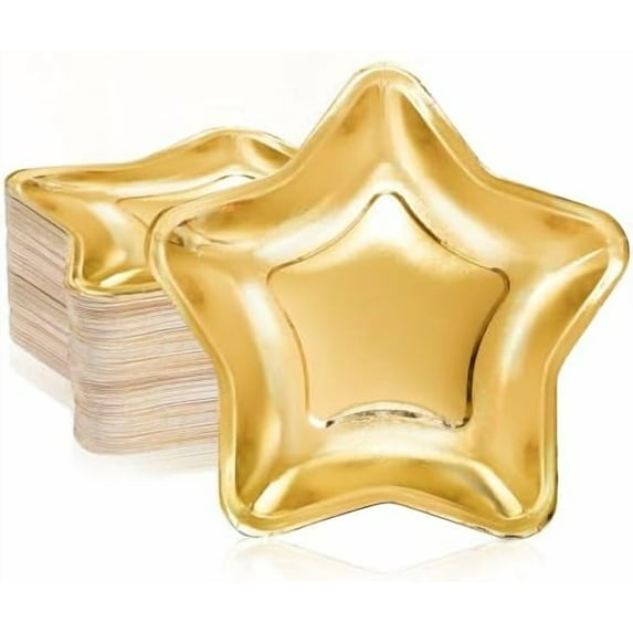 100PCS Star Shape Paper Plates – 9.5 Inches, Gold – Home Decor, Kitchen, & Other