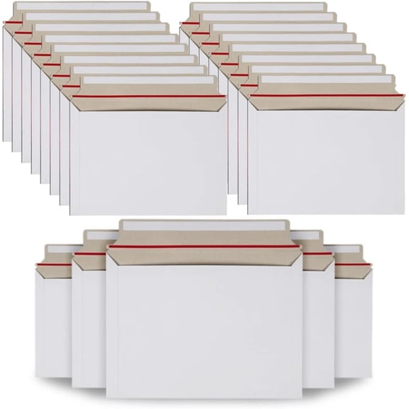 100PCS Stay Flat Mailers, 6x10 Inch Rigid Mailers Cardboard Envelopes, Self-Seal Mailers, White Rigid Shipping Envelopes, Use on School and Office, Great for Photo, Documents, Certificate