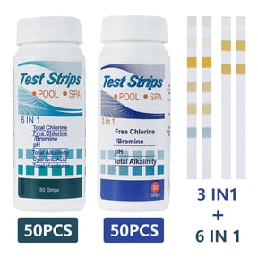 100PCS Swimming Pool Water Chlorine Dip PH Test Strips 6 in 1 Paper Clear Water Quality Hot Tub Spa Chemicals Tester