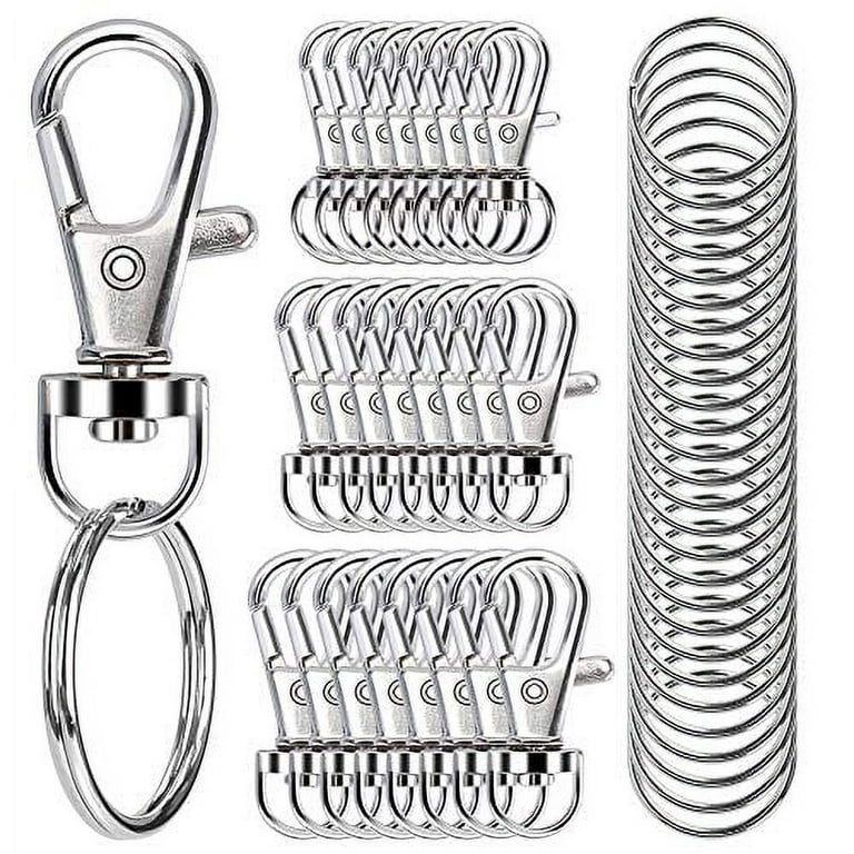 Sucrown 100pcs Swivel Snap Hooks with Key Rings Premium Metal Swivel Lobster Claw Clasps Assorted Sizes (Large Medium Small) for Keychain Clip Lanyard