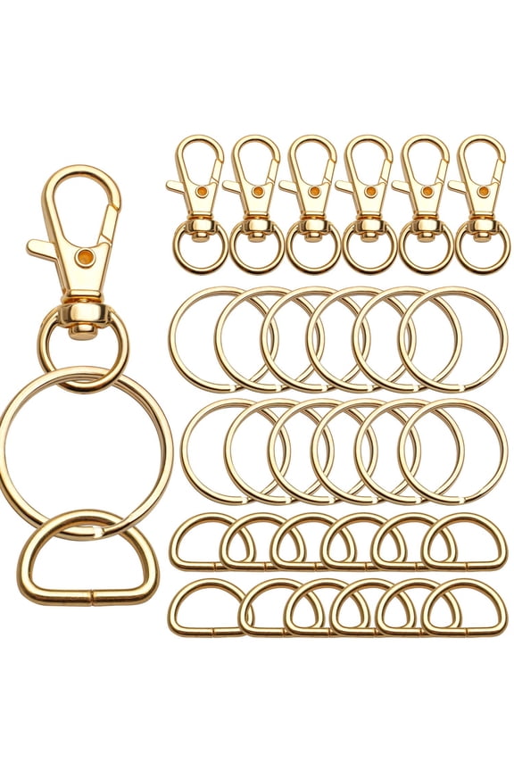 100PCS Swivel Snap Lobster Clasps Keychain Hooks 20 Pieces with Key Rings 40 Pieces and D Rings 40pcs for Bags, Lanyard Craft Making
