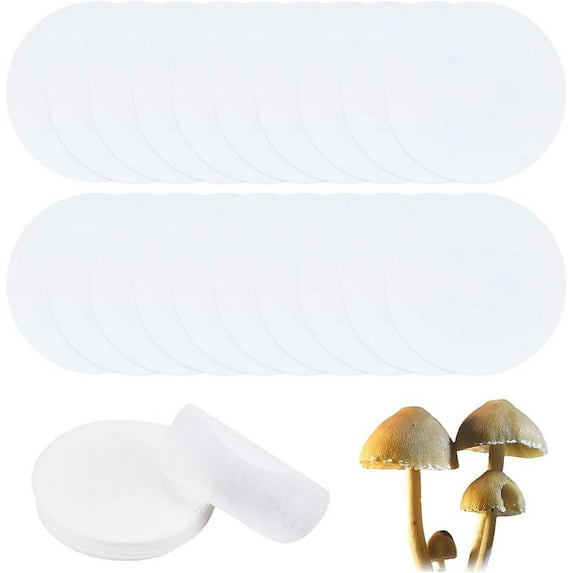 100PCS Synthetic Filter Discs 56mm Diameter Quantitative Ashless Filter Paper Medium Speed Wide Mouth Size Circular Cellulose Funnel Filtering Paper for Buchner Funnel Mushroom Cultivation DIY