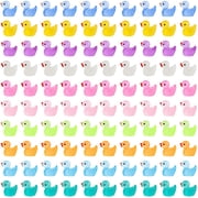 100PCS Tiny Resin Bulk Duck Miniature Figures Ornament Luminous Transparent Multicolor Dollhouse Decor Accessorie for Garden Aquarium Potted Ornament,10 Colors