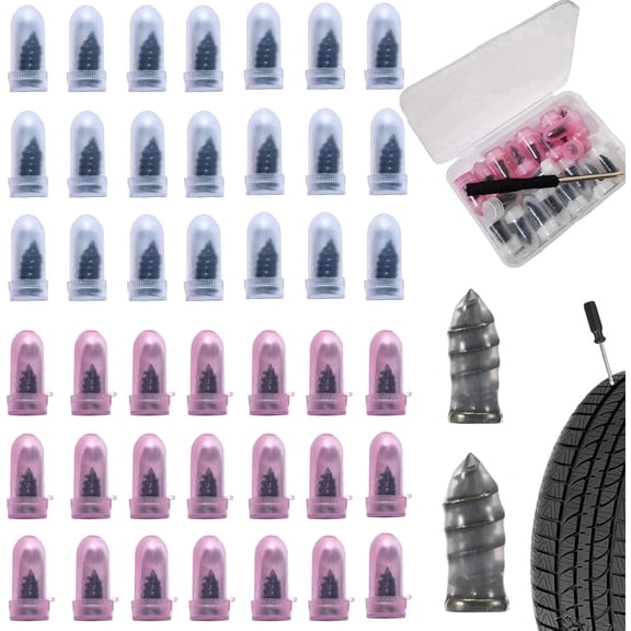 Tire Repair Rubber Nails with 2 Sizes, Fast Self-Service Screw in Tire Repair Plugs with Screwdriver, Vacuum Tires Repair Kits for Car, Motorcycle, Truck (20 Small+20 Large)
