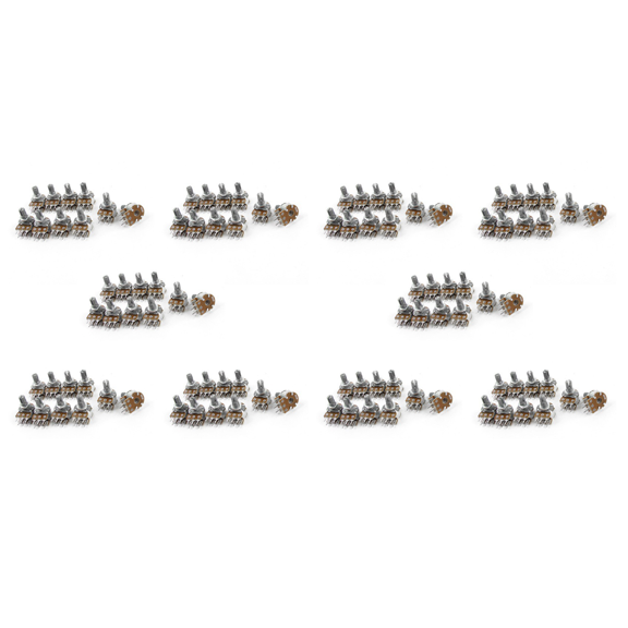 100PCS Top Adjustment Linear Dual Knurled Shaft Potentiometer 50K Ohm B50K