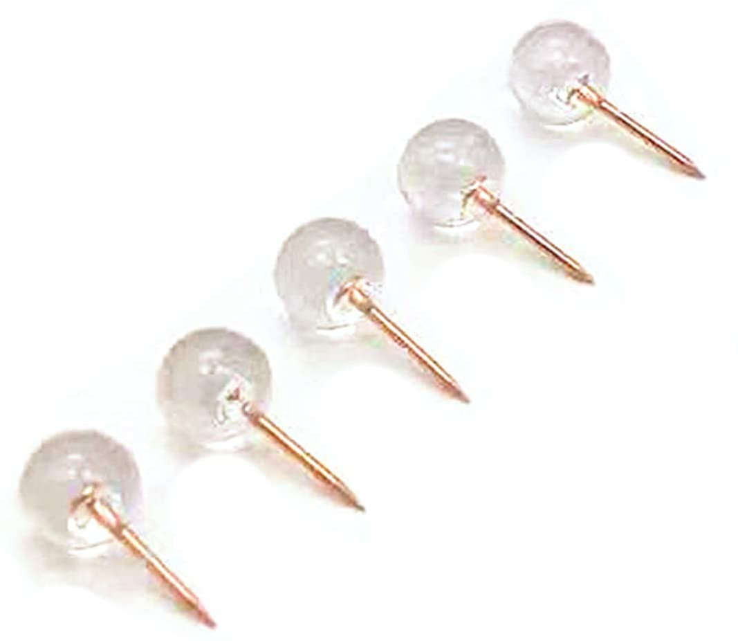 100PCS Transparent Round Ball Head & Rose Gold Steel Push Pins Map