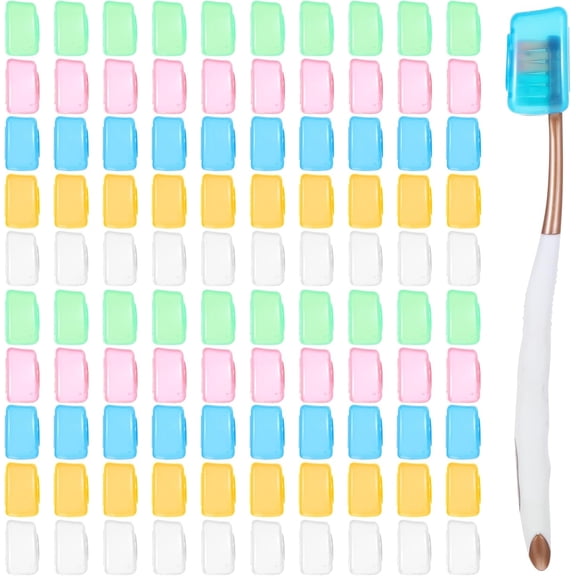 100PCS Travel Toothbrush Head Covers, Portable Toothbrush Pod Caps Case Protector for Home and Outdoor