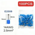 thumbnail image 1 of 100PCS Tubular Crimp Terminals Wire Cable Ferrules Connectors E0508 E7508 E1008 E1508 E2508 E4009 E6012 Ferrules, 1 of 5