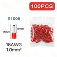 thumbnail image 1 of 100PCS Tubular Crimp Terminals Wire Cable Ferrules Connectors E0508 E7508 E1008 E1508 E2508 E4009 E6012 Ferrules, 1 of 5