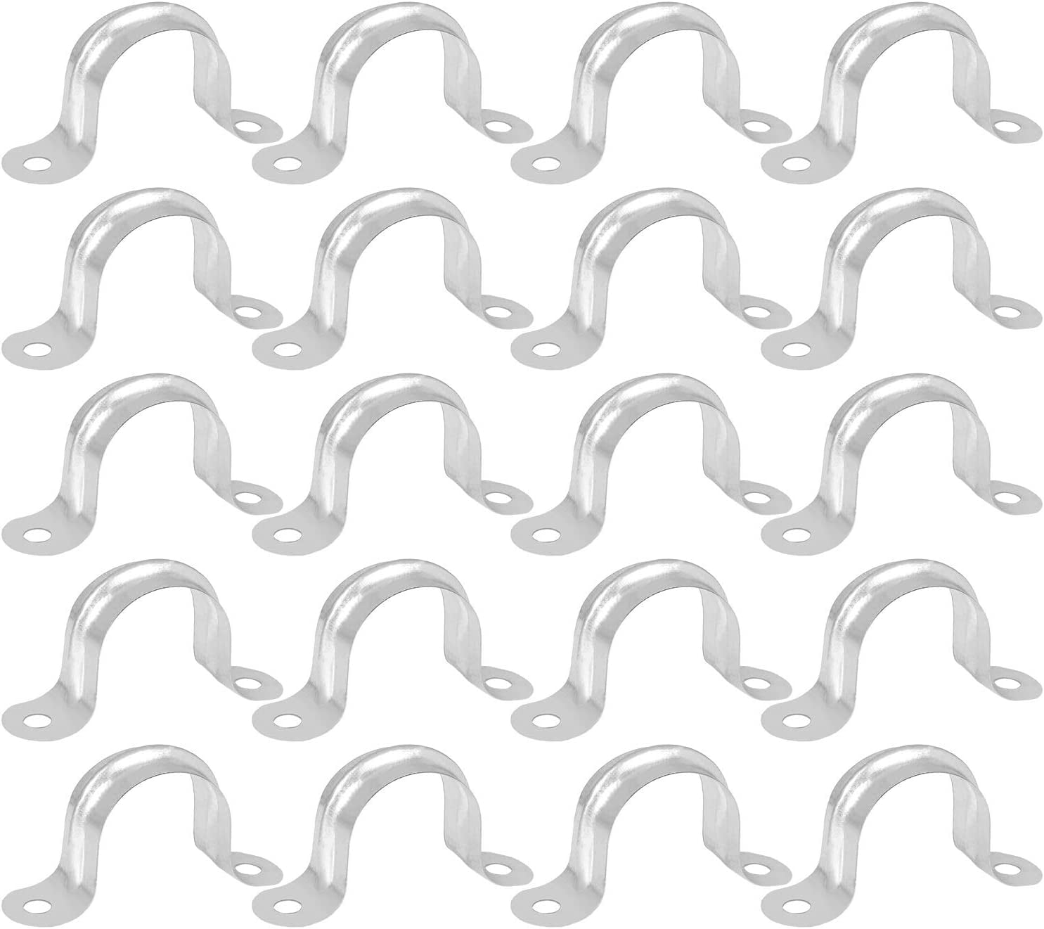 100PCS U Bracket Pipe Strap, 1 Inch Hole Strap with 2 holes, 304