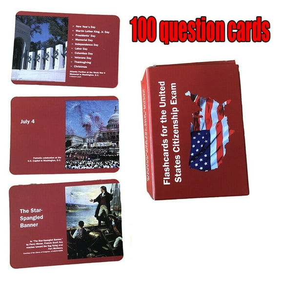 100PCS US Citizenship Flash Cards 2025,US Citizen Test Flash Cards Naturalization Test Study American Civics 100 USCIS Questions and Answers Citizenship Flashcards