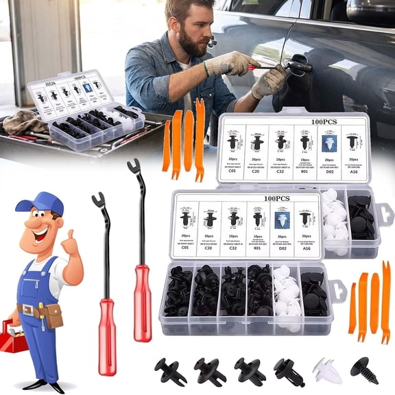 100PCS Universal Expansion Screw Clips Set, Universal Expansion Screw Clips Set100pcs Suitable for Car Mudguards, Door Panels(#B,200PCS)