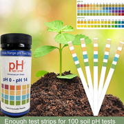 100PCS Universal pH 0-14 Test Strips Kit, Accurate Soil Water pH Test Paper Tester for Garden Lawn Farm Plants Household Daily Testing