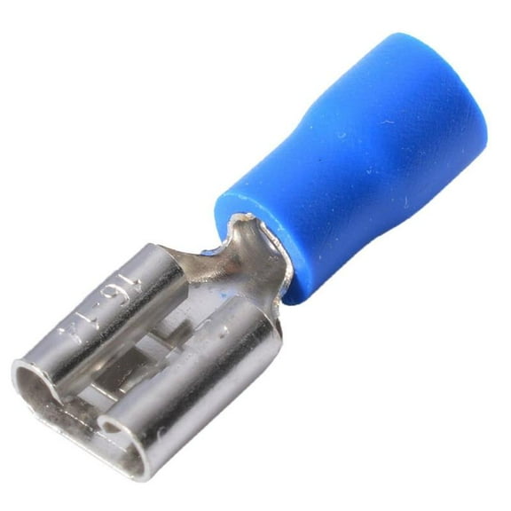 100PCS Vinyl Female Wire Terminal Blue 16-14 Ga AWG Quick Disconnect Connectors