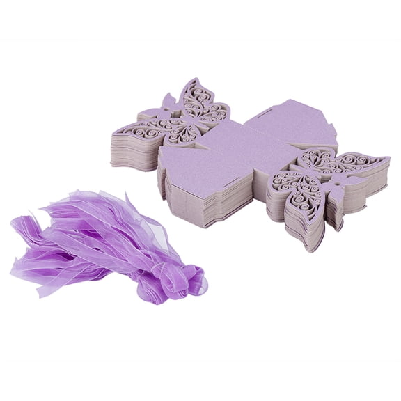 100PCS Wedding Favor Sugar Chocolate Boxes Decoration for Birthday Light Purple
