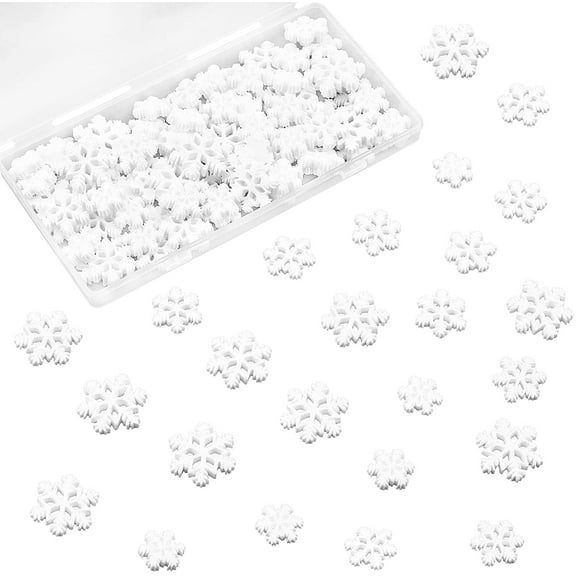 100PCS White Resin Snowflakes White Snowflake Cabochon Christmas Snowflake Resin Charms Resin Embellishment Ornaments for Scrapbooking Resin Crafts - 3 Sizes White DIY