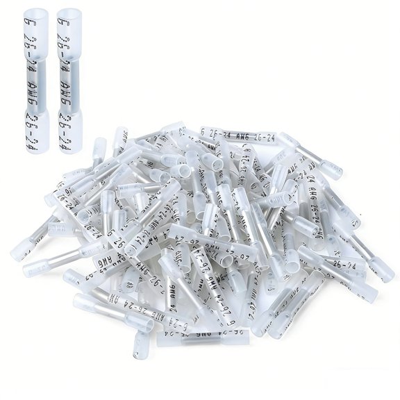 100PCS Wire Connectors with Clear Tubes for Marine & Automotive Use