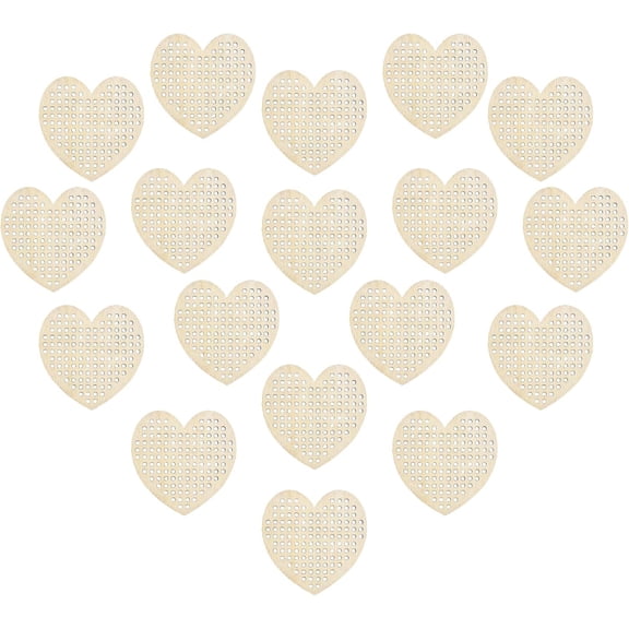 100PCS Wooden Needlecraft Cross-Stitch Embroidered Blank Disc Each Size 50x49.5x2mm of Heart Shape Wooden Discs with 2mm Hole DIY Cross Stitch and Kit Frame Craft