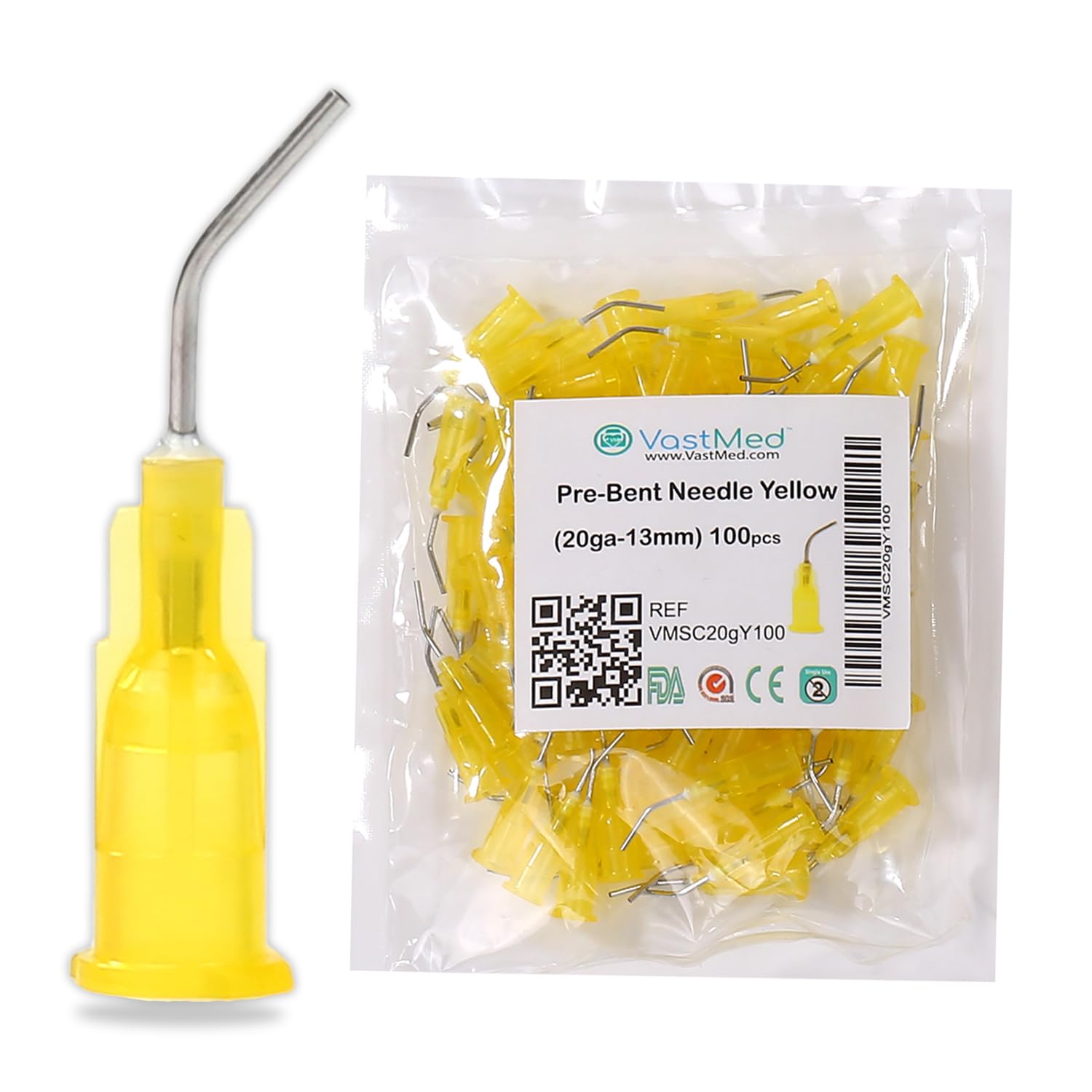 100PCs 20G Dental Medical Grade Dental Pre Bent Flow Dispensing Etch