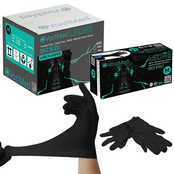 100PCs Dental Grade Examination Leone Nitrile Gloves by VASTMED | 4.0G Finger Tips Texture Latex/Powder-Free Professional Grade Gloves