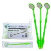 100PCs Disposable Dental Mouth Mirrors with Spatula Handle by VASTMED Oral Dental Mirror Plastic Dental Instrument Anti Fog Mouth Glass Mirror for Teeth (Green, 100PCs)