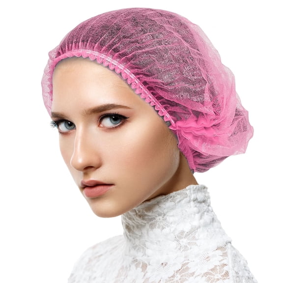 Disposable Mesh Bouffant Caps, 21 in, 100 Pack – Pink